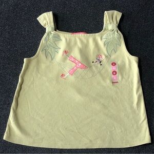 Gymboree Aloha Wahine 100% Cotton Bow & Embroidered Hammock Green Tank Size 6